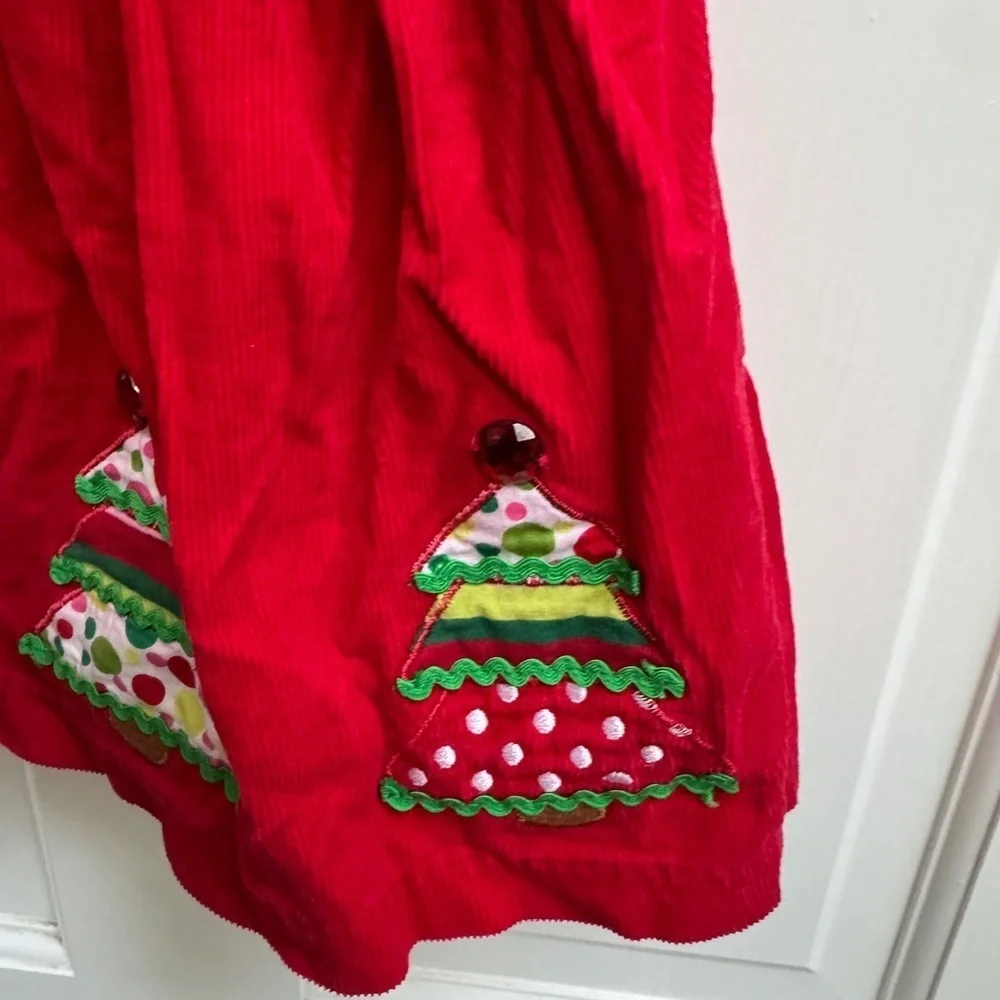 Bonnie Baby 24M Red & Green Christmas Holiday Girls Corduroy Tree Tank Top Dress
